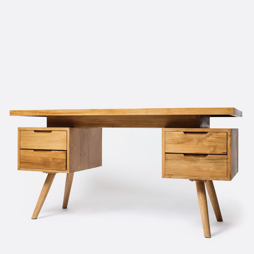 Walnut Study Table with Drawers