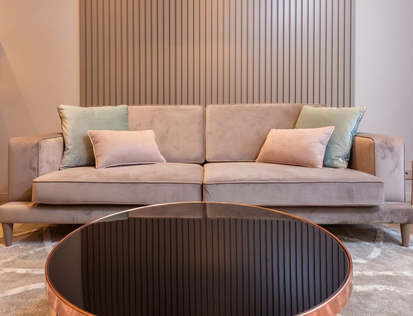 Velvet Three-Seater Sofa